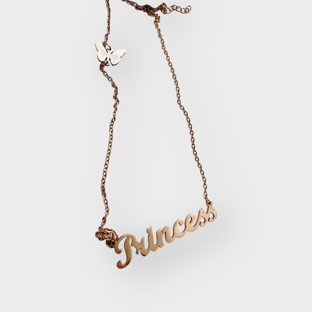 Rose Gold Titanium Stainless Steel Princess Necklace Custom Handcrafted - Picture 9 of 11